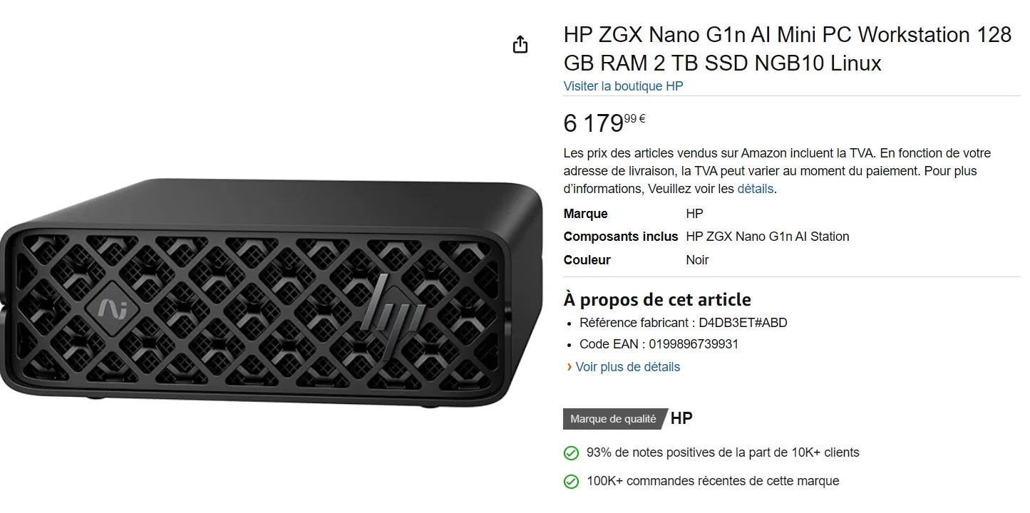 Capture Amazon du HP ZGX Nano G1n à 6 179 euros