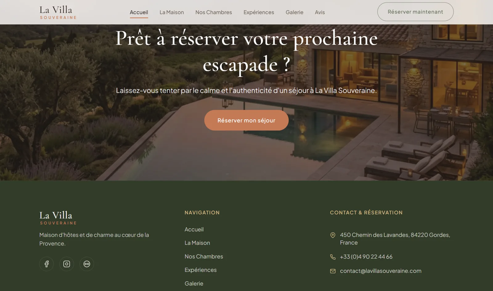 CTA final et footer de la landing page