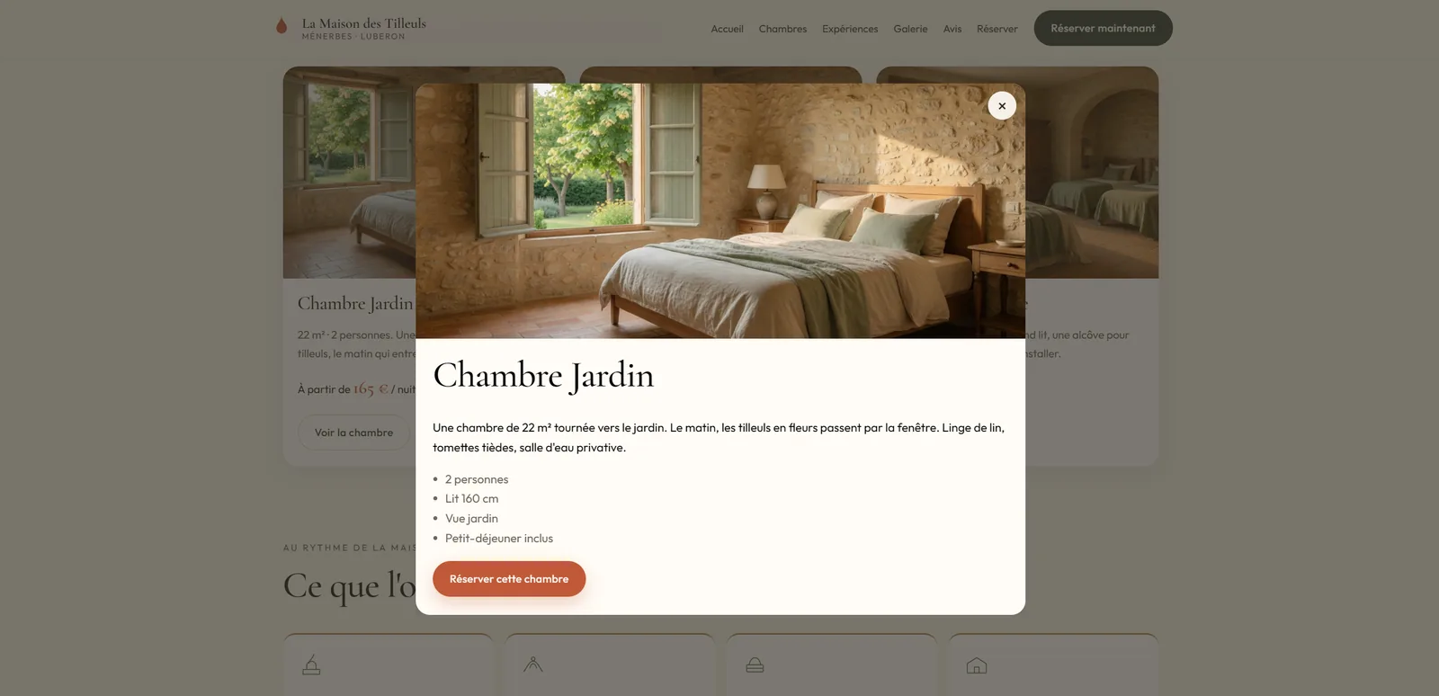 Modale de chambre générée par Grok 4.6