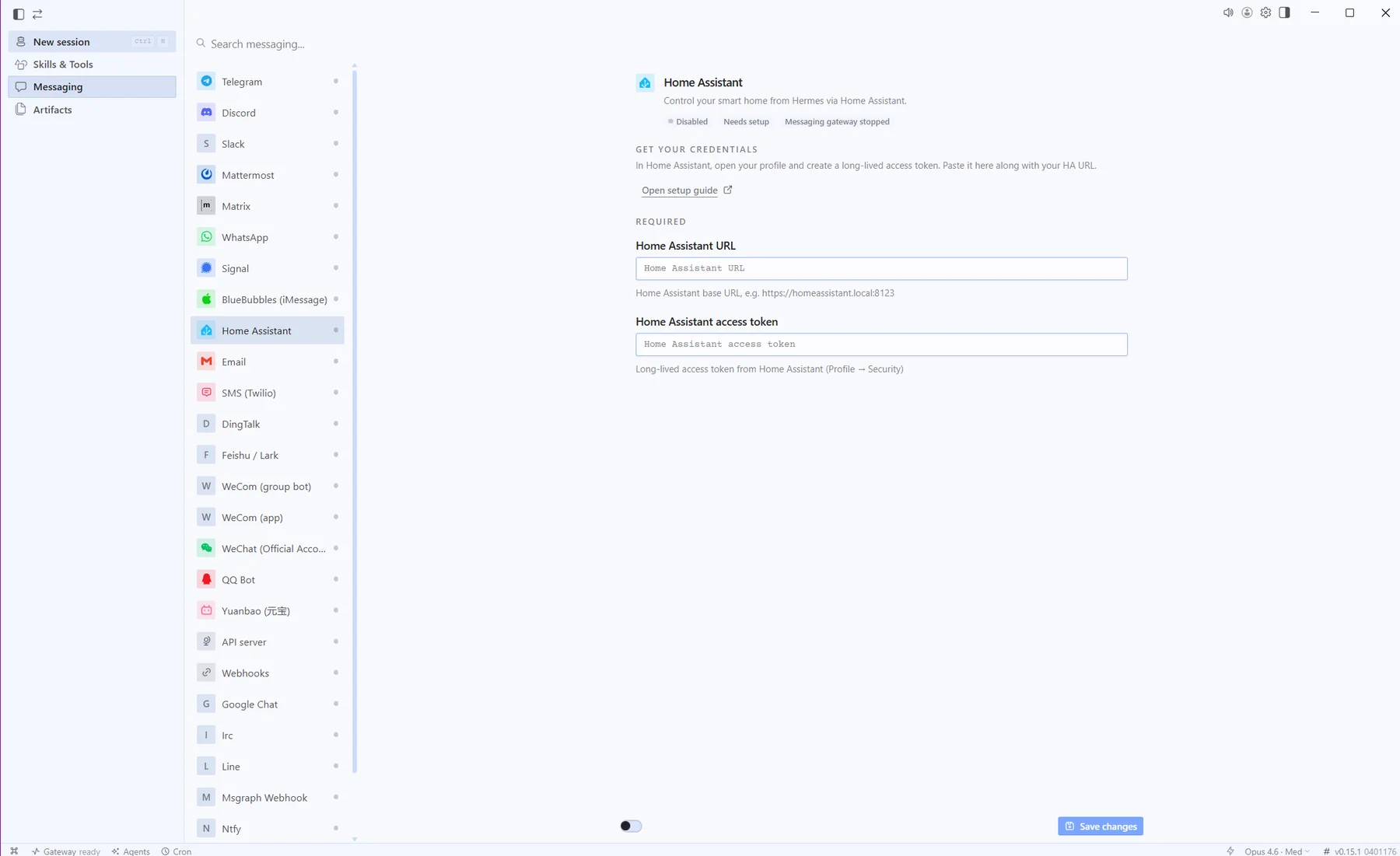 Liste des connecteurs de messagerie disponibles dans Hermes Desktop