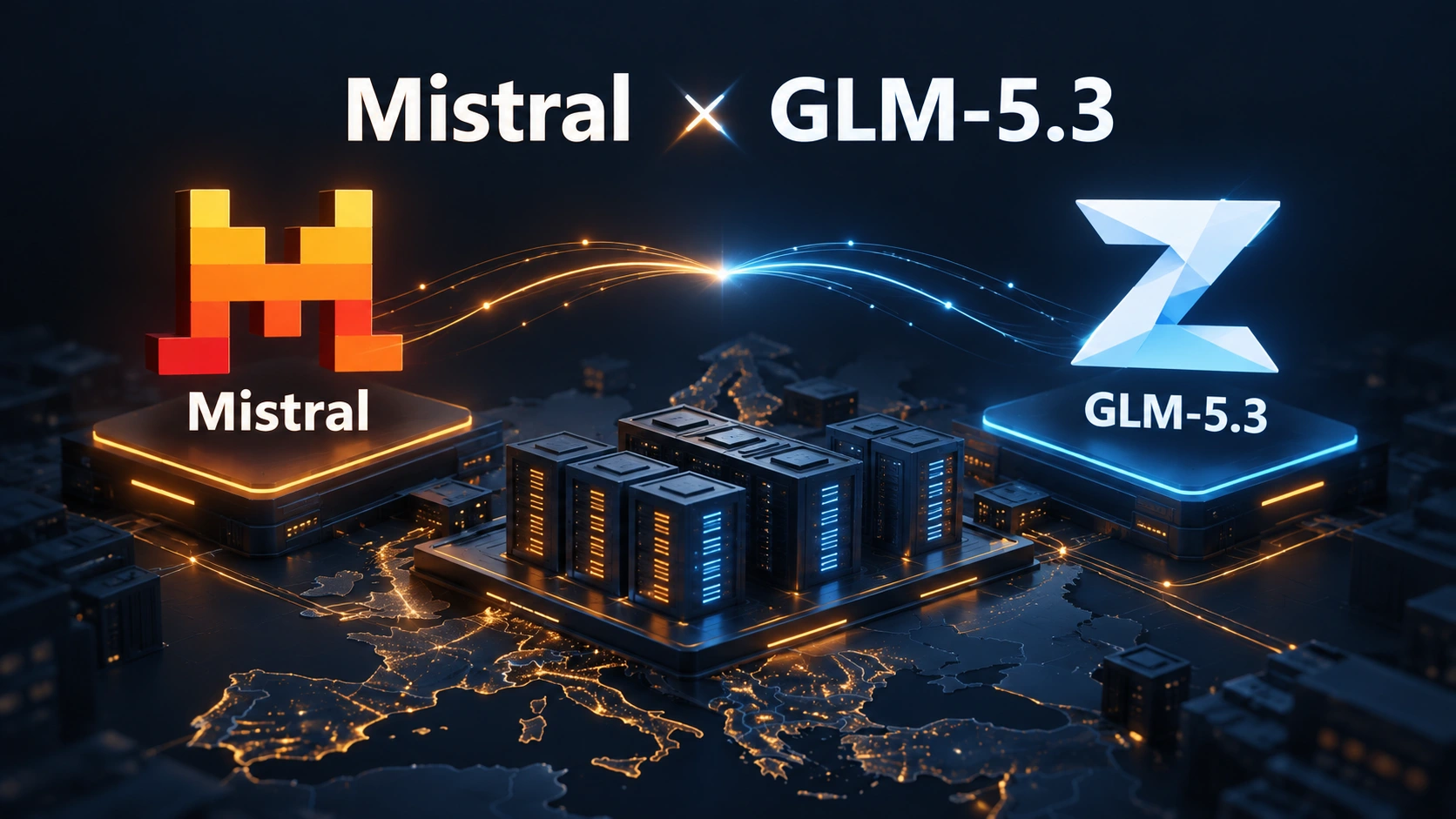 Diagram separating GLM‑5.3 weights, Mistral as operator and customer control.